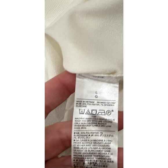 Banana Republic SS Crepe Puff Crop Blouse Womens L Stretch Top Cream Summer NWT - Picture 4 of 5